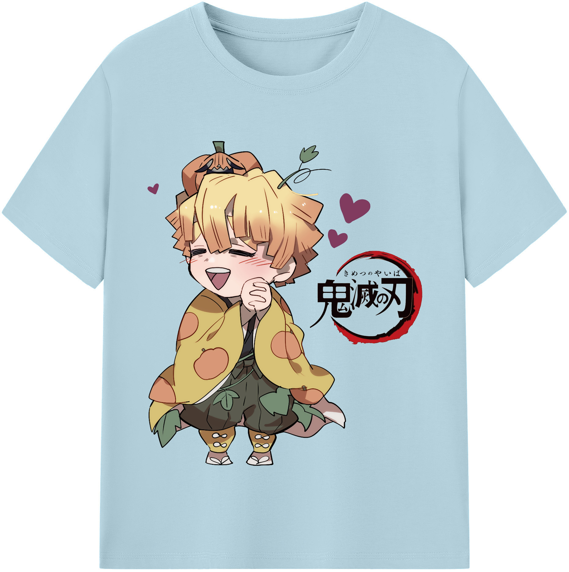 （画像用） 鬼滅の刃（きめつのやいば）我妻 善逸／あがつま ぜんいつ Agatsuma Zenitsu 綿100％半袖Tシャツ（フロントプリント）